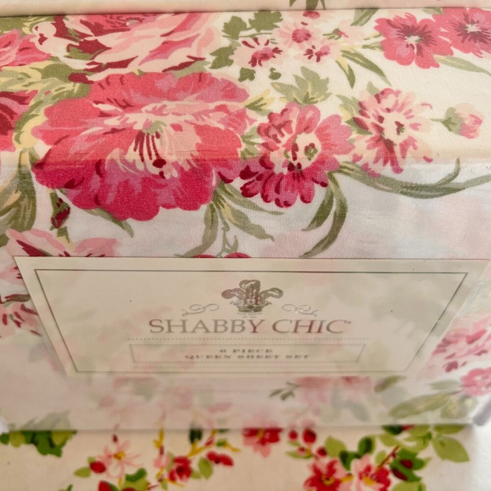 RACHEL ASHWELL SHABBY CHIC Queen Floral Polyester Cool 4 PillowCASES 6 Piece Set